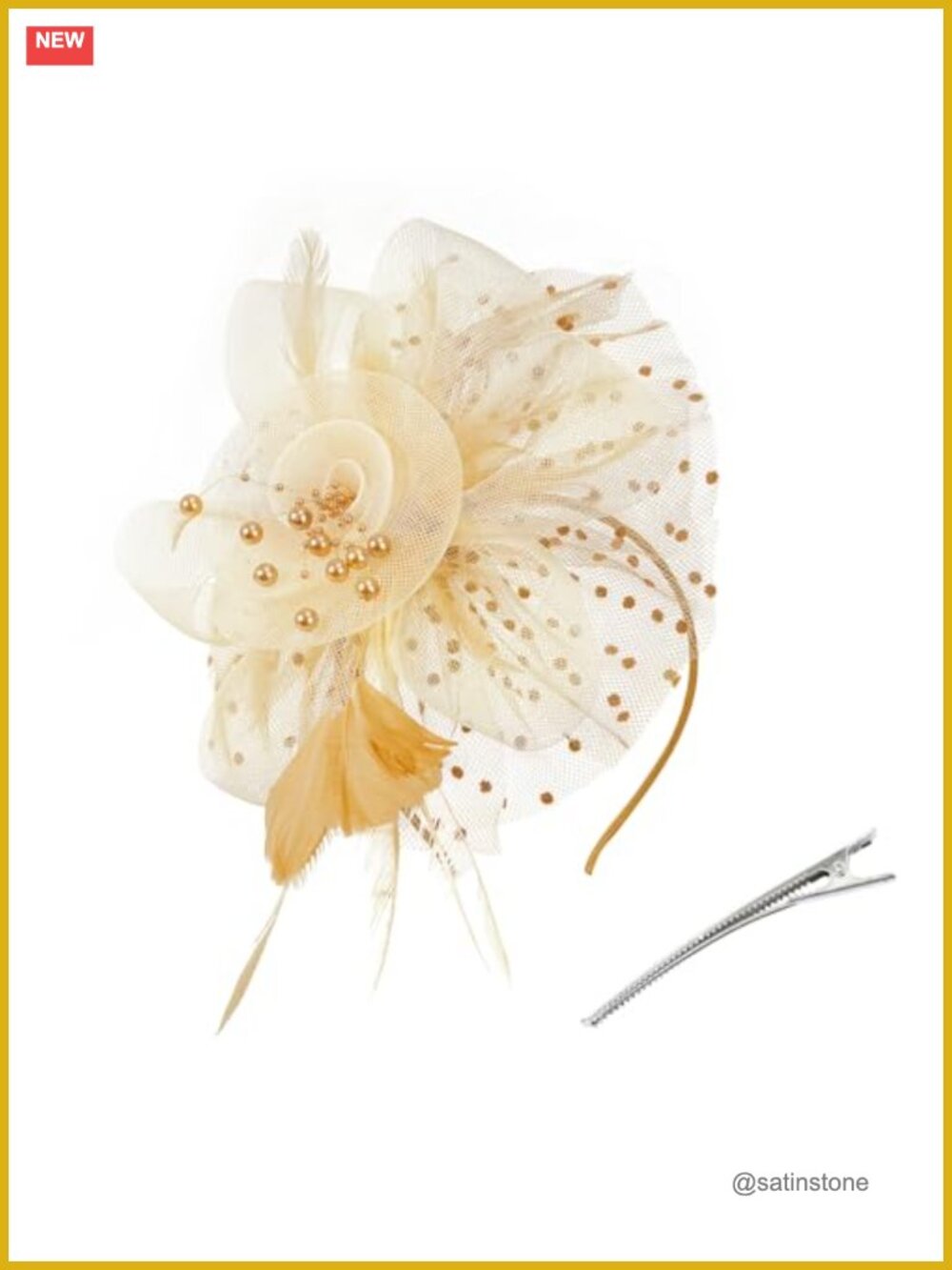 Women's Feather Mesh Fascinator Headband Hair Clip Tea Party Derby Hat